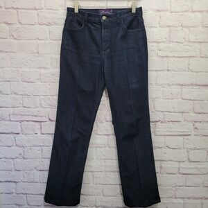 NYDJ Straight Leg Jeans Women 10 Dark Wash Denim Stretchy Y2K Indie Street